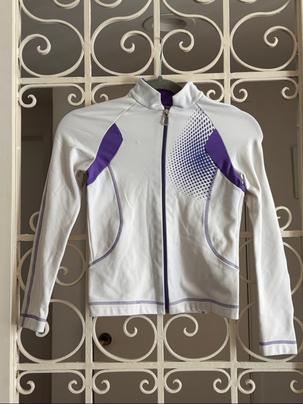 Girls IceDress Purple White Figure Skating Practice Jacket
